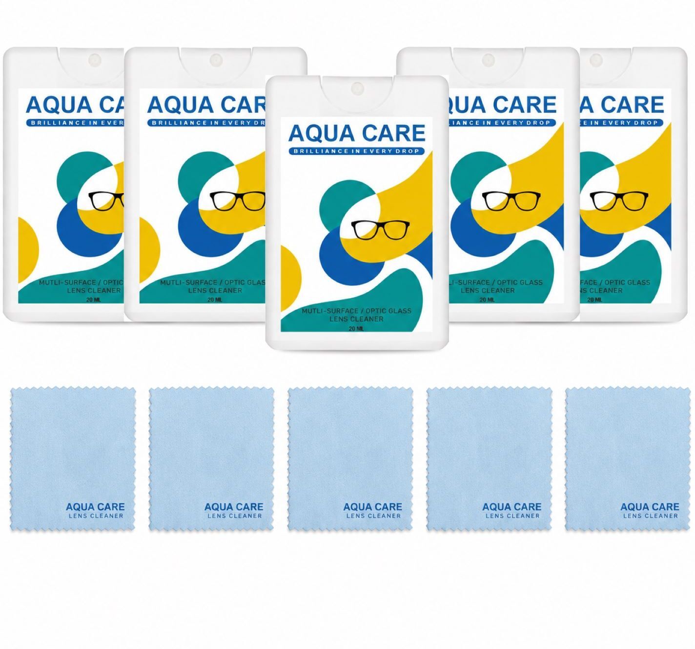 Aqua Care Lens Cleaner Spray 20ML Pack of 5 with 5 Cloths Glasses Camera Lens Wipes Clean Lens Cleaner-image-34