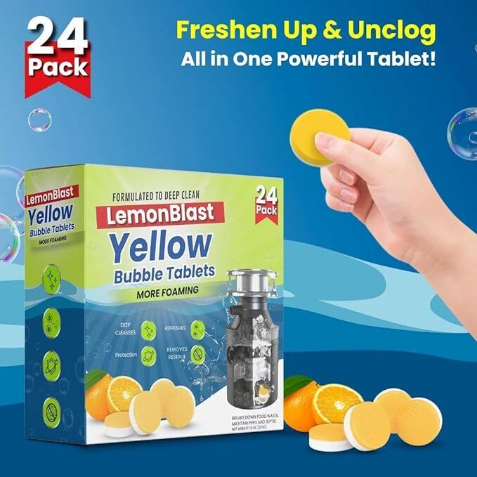 NIKSEJ Lem0nBlast Yellow Bubble Tablets for Deep Cleaning Powder Drain Opener Lens Cleaner-image-21