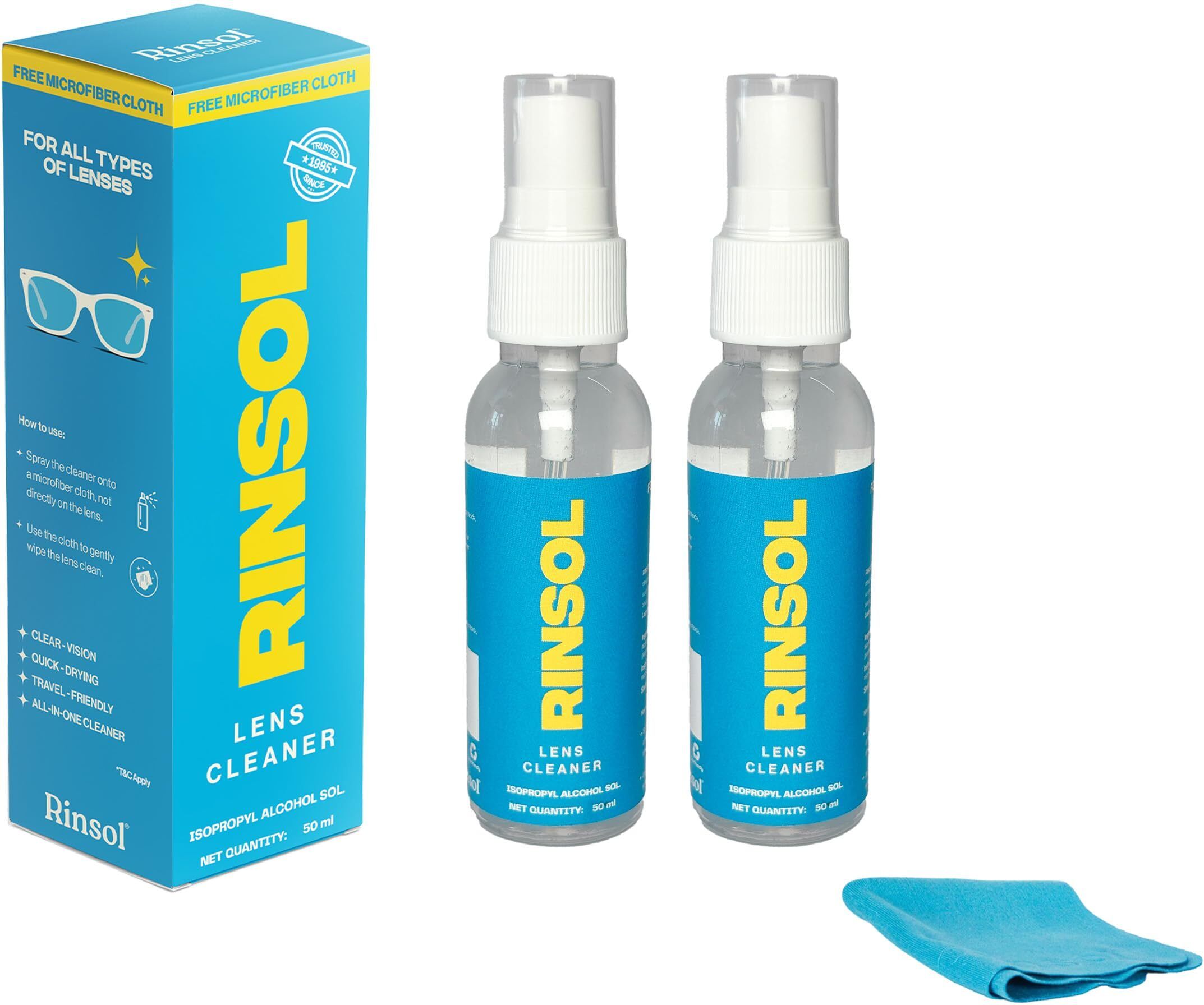 Rinsol Lens Cleaner Eye glasses Opticals, Anti-Static Spray with Free Microfiber Cloth Lens Cleaner-image-15