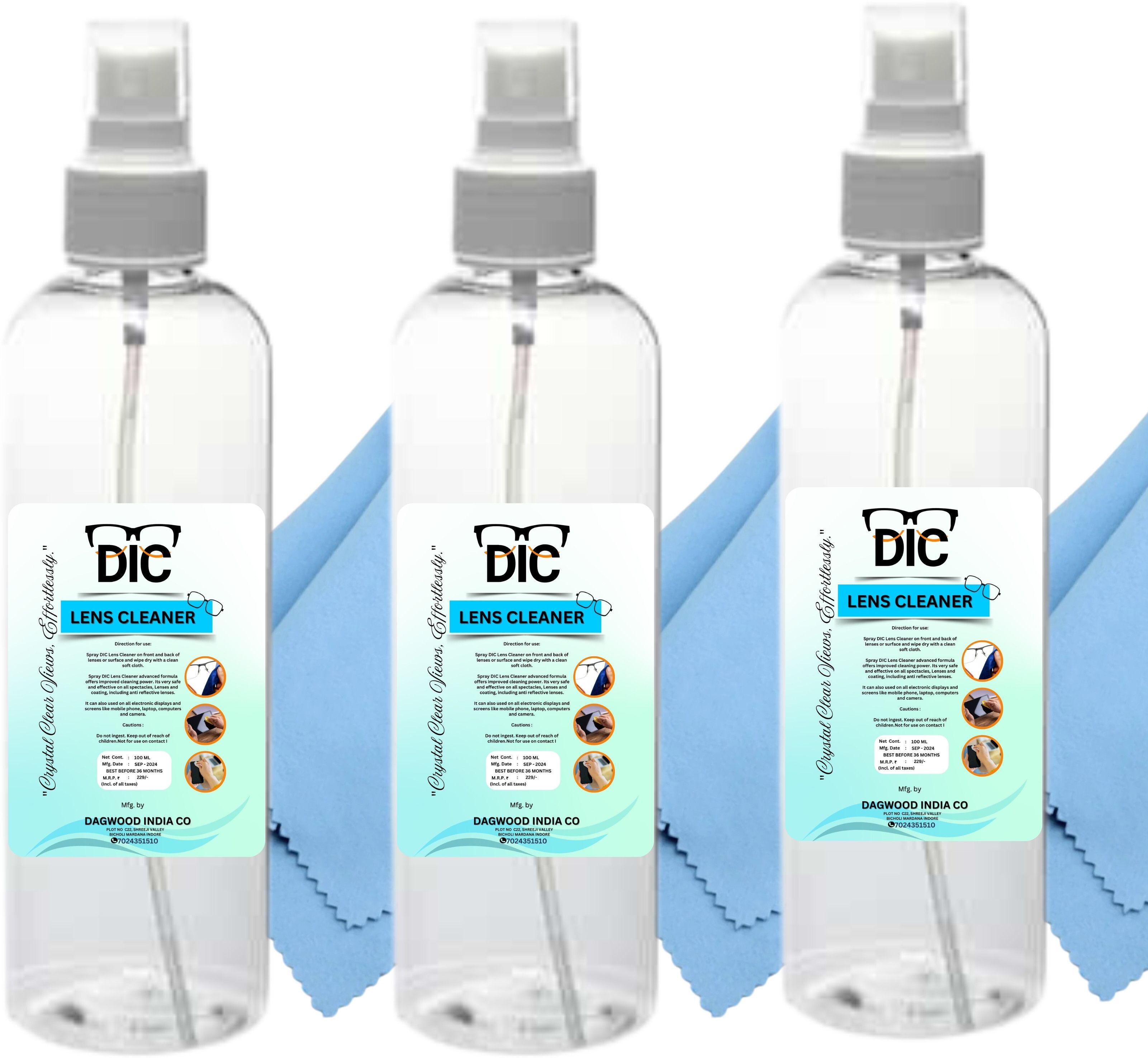 DIC 100ml Lens Cleaning Solution Spray with Microfiber Cloth | No Foam, No DetergentLens Cleaner-image-43
