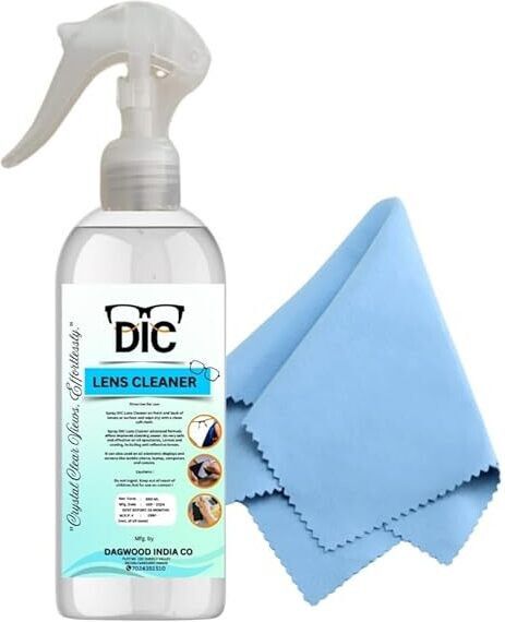DIC 300ml Lens Cleaning Solution Spray with Microfiber Cloth | No Foam, No DetergentLens Cleaner