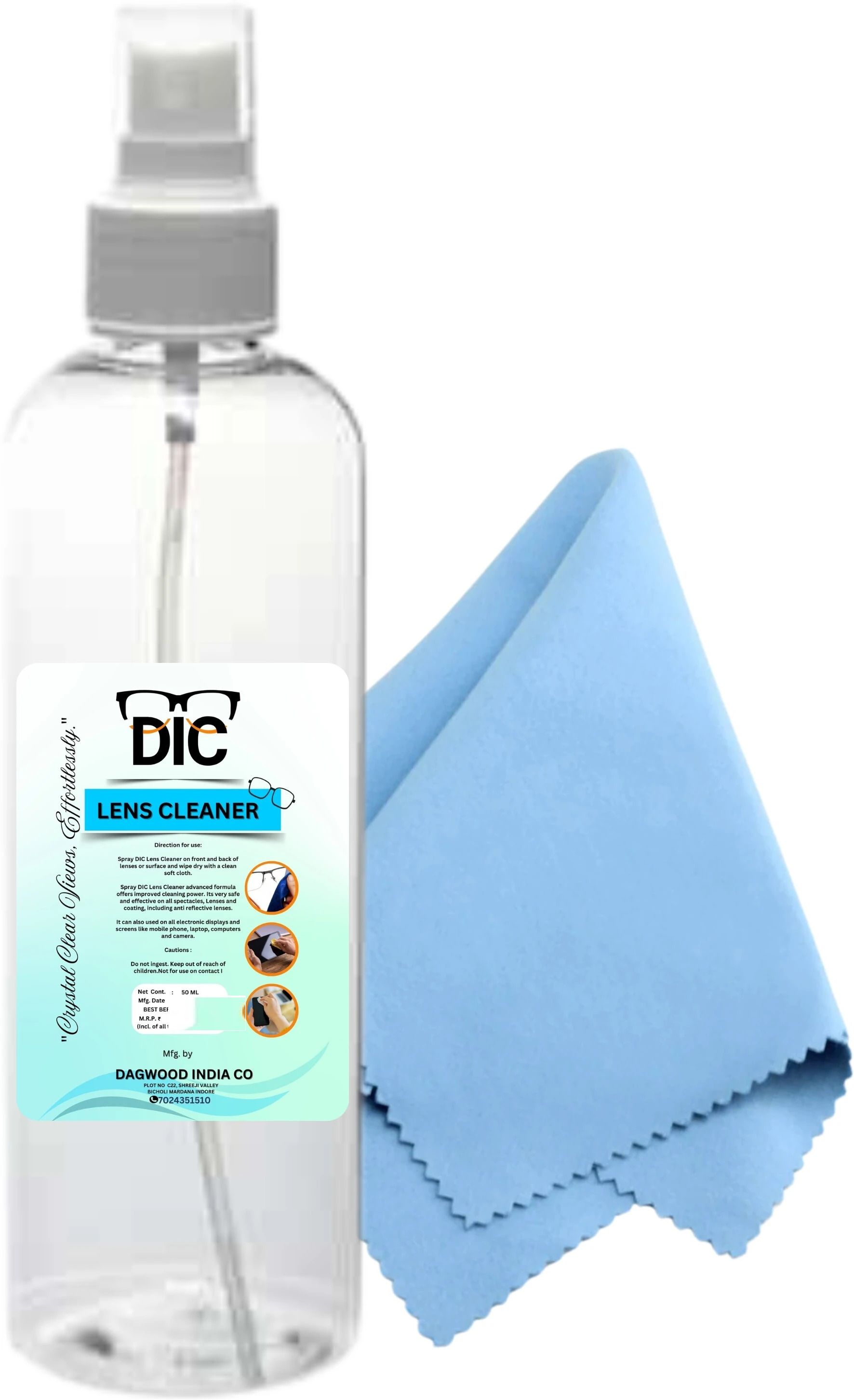 DIC 60ml Lens Cleaning Solution Spray with Microfiber Cloth | No Foam, No Detergent Lens Cleaner-image-48