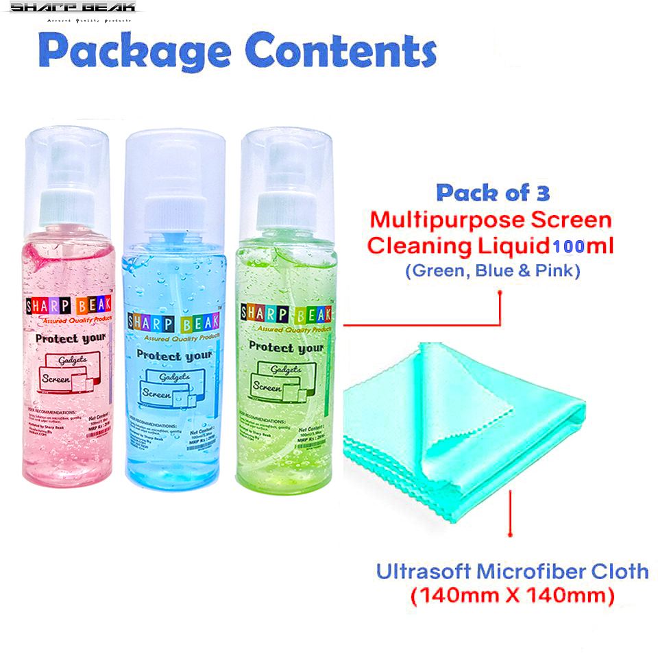 Sharp beak ® Pack of 3 Fragrance Gadget Cleaning Spray Gels with Microfiber ClothsLens Cleaner-image-16