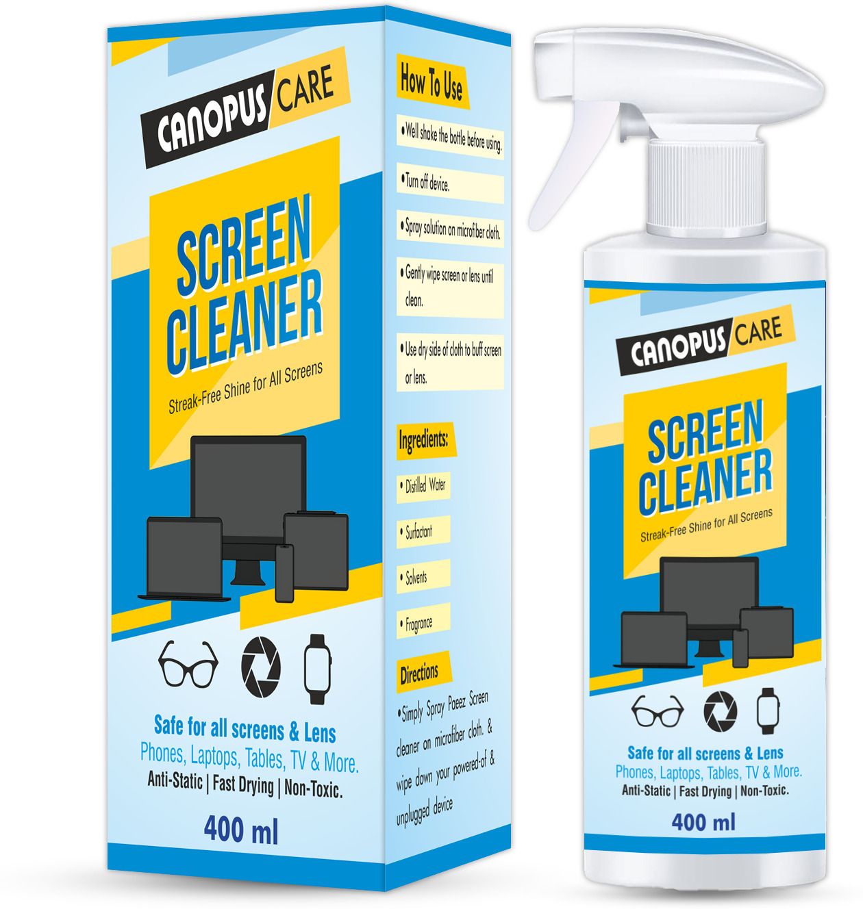 canopus care TV & Laptop Screen Cleaner Cleaning Spray for Display, Mobile & flat ScreenLens Cleaner