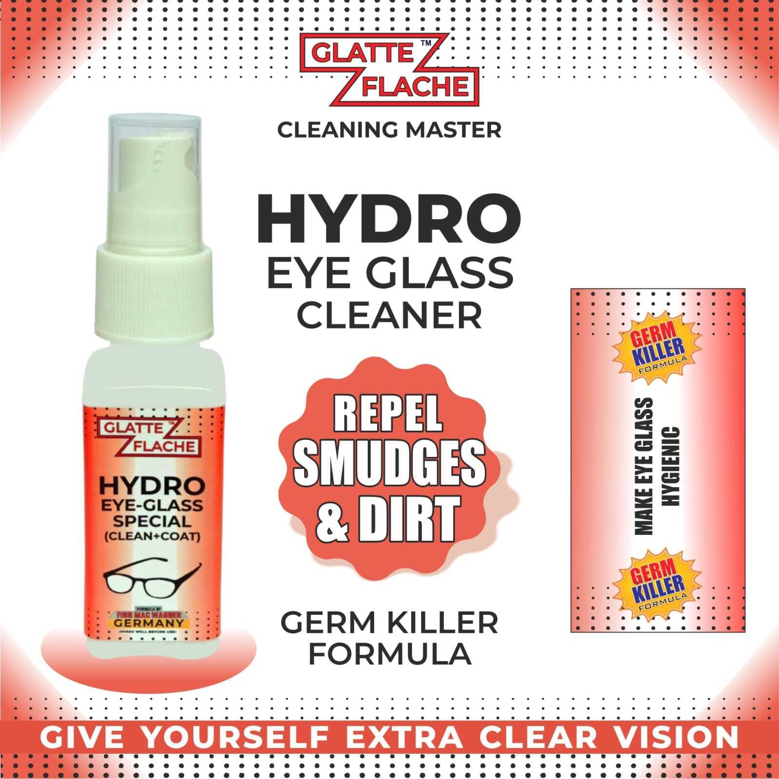 GLATTE FLACHE SPECTACLE LENS CLEANER, EYEGLASS, SUNGLASS CLEANER GERM KILLER Lens Cleaner