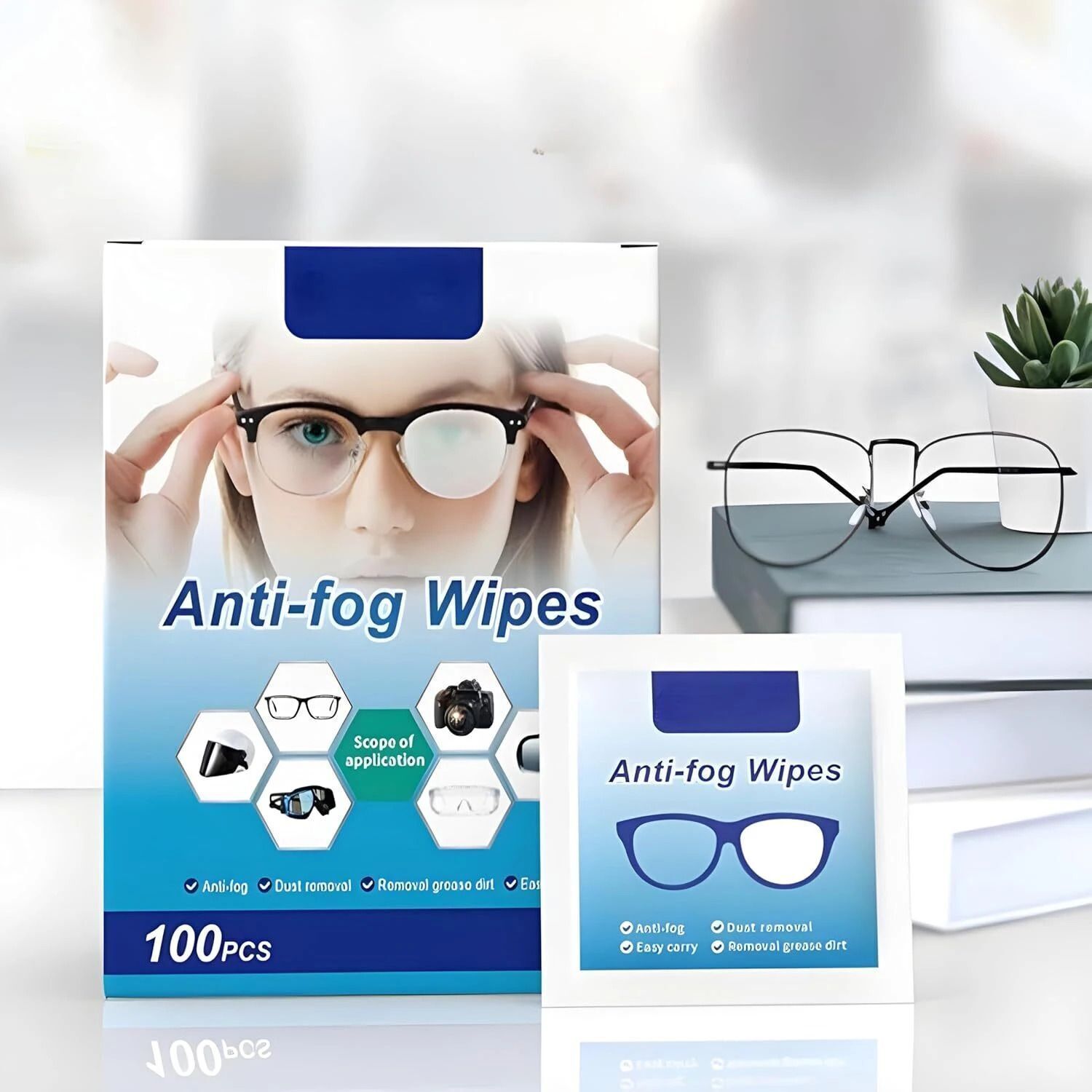 CITYCART 100Pcs Anti Fog Wipes for Glasses, Individually Wrapped Lens Cleaner Wipes-G Lens Cleaner-image-46