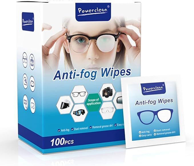 Spatlus 100Pcs Anti Fog Wipes for Glasses, Individually Wrapped Lens Cleaner WipesLens Cleaner