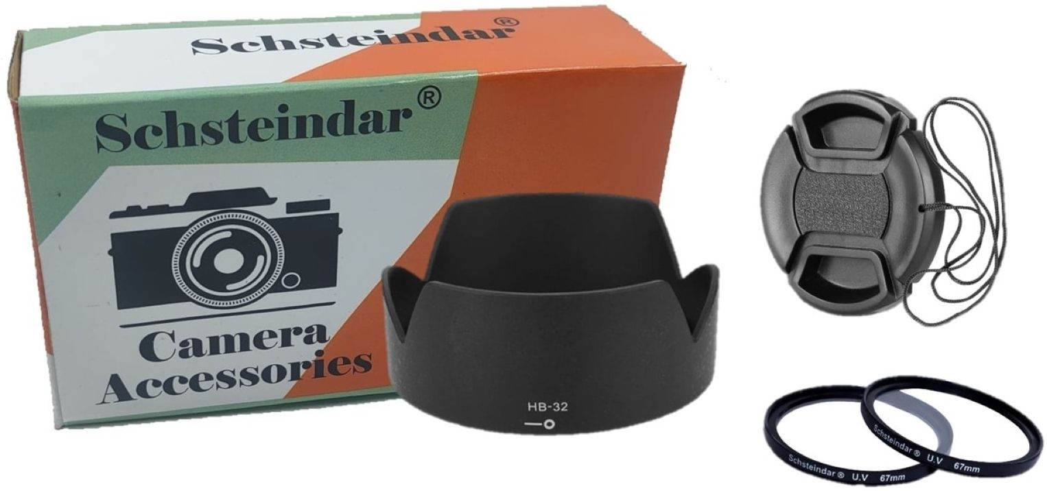 Schsteindar Combo HB-32 Lens Hood + 67mm Lens Cap and 2pcs 67mm UV FiltersLens Hood-image-11
