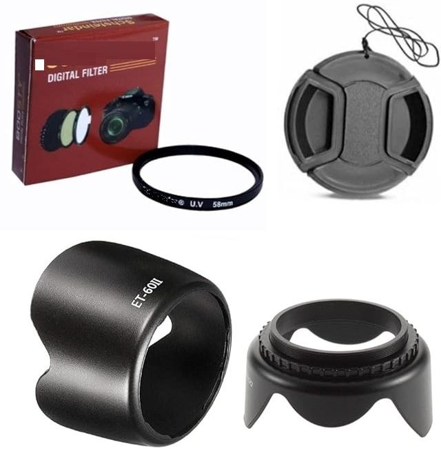 SUPERNIC Flower Lens Hood with Lens Cap 58mm Lens UV Filter Compatible with cameraLens Hood-image-3