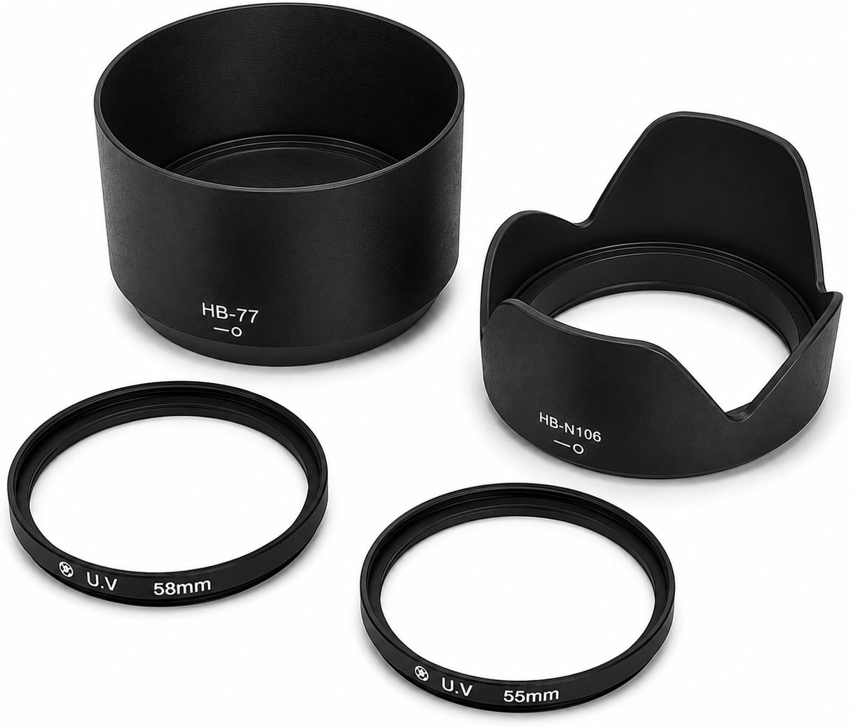 SUPERNIC af-p 18-55mm & 70-300mm Lens, Hood HB 106, HB 77 Filter 58MM & 55MM DEL9 Lens Hood-image-19