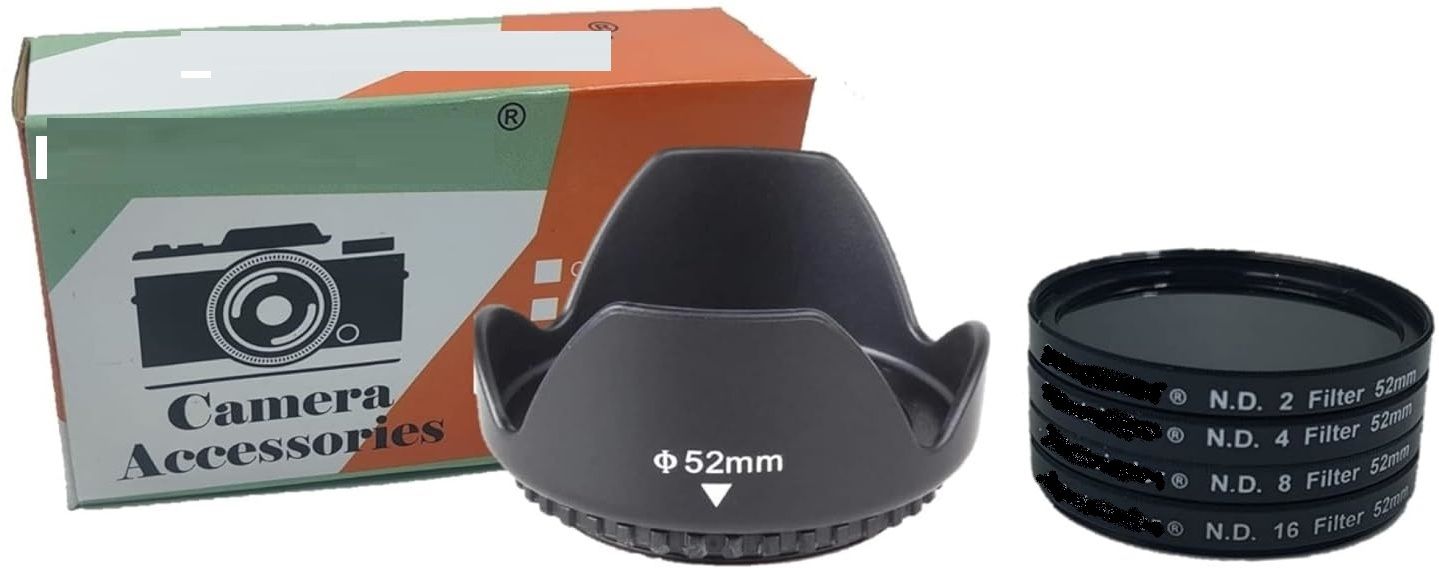 SUPERNIC Combo (52MM Hood + ND KIT) 52mm ND Filter 2/4/8/16 Kit with 4 Pocket Carry PouchLens Hood-image-22