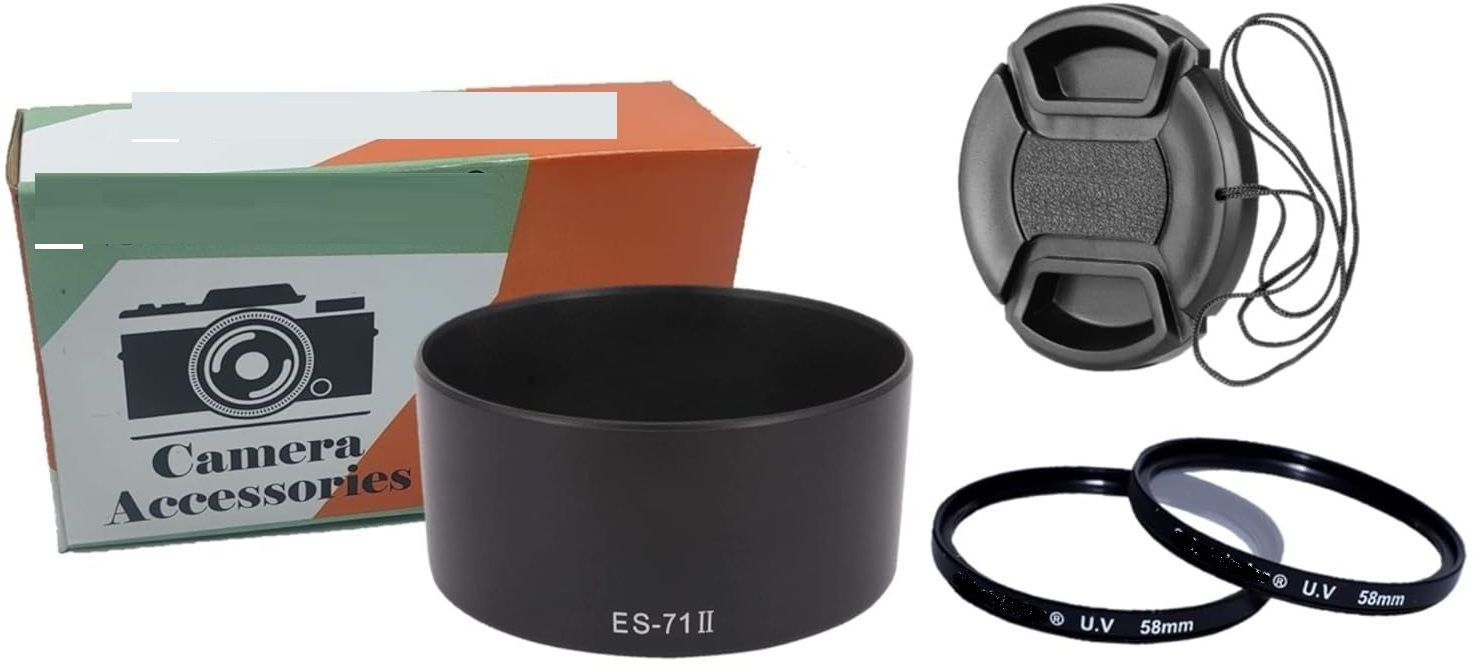 SUPERNIC 4pcs Combo (ES-71 Hood, 58mm Cap and 2pcs UV Filter Lens Hood-image-42