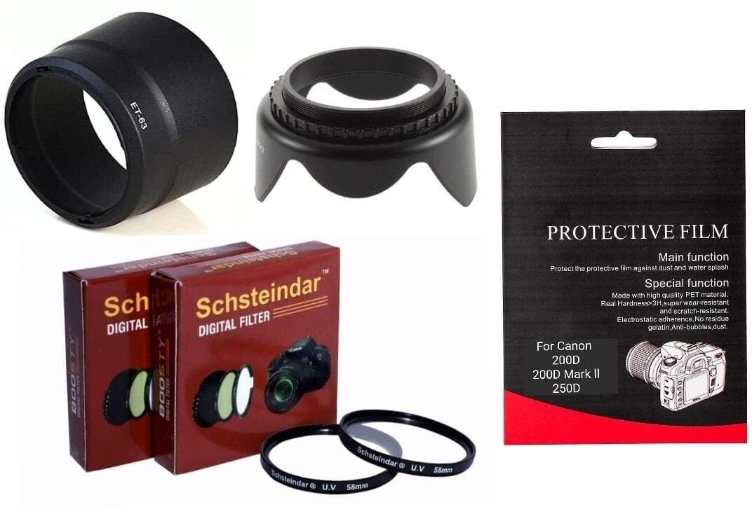 Schsteindar 5Pcs Combo Camera Lens Kit for Canon 200D,200D Mark II,250D Lens kitLens Hood-image-33