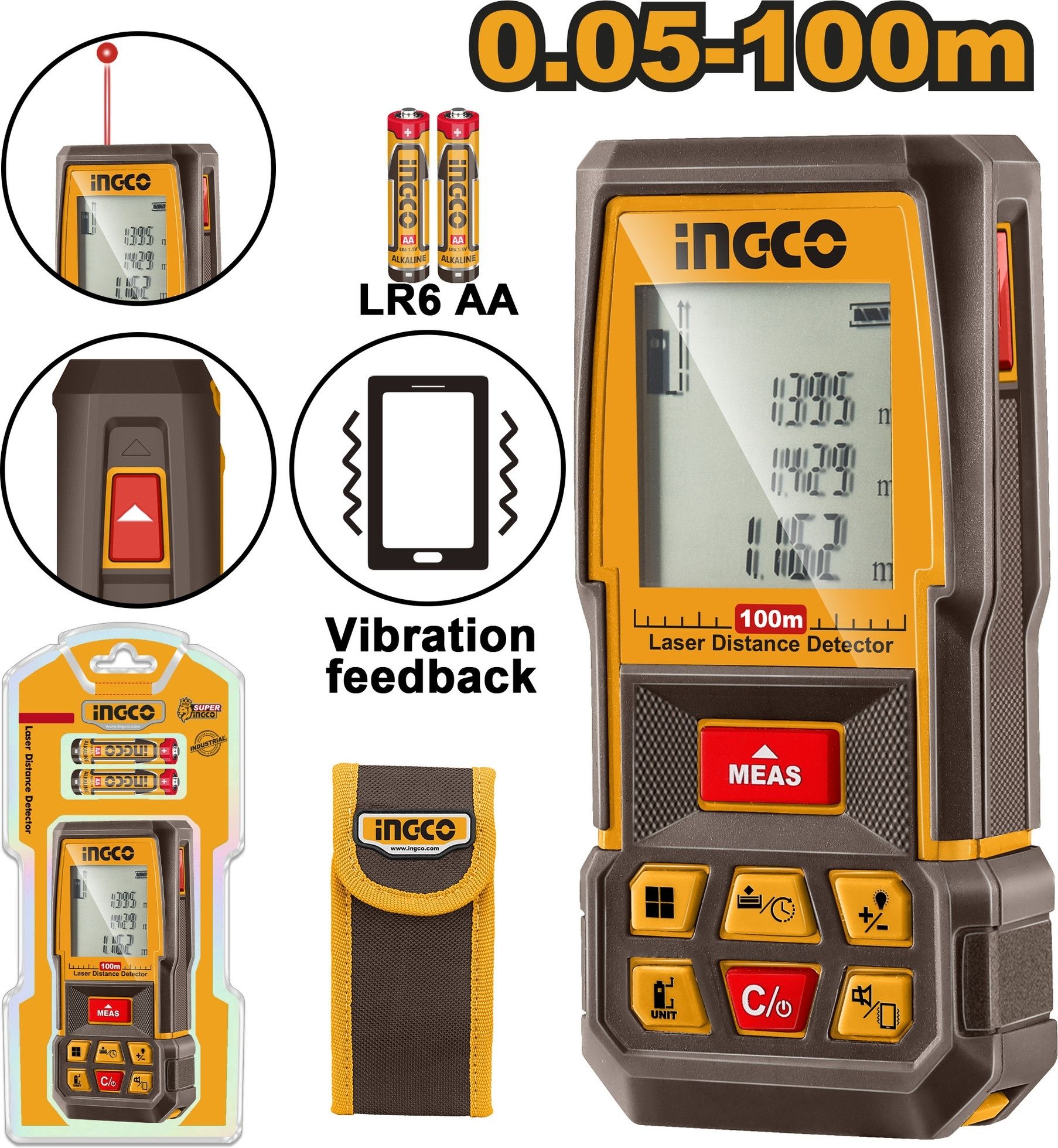 HLDD1008 100m Laser Distance Meter with Vibration Feedback & LCD Backlight Display Non-magnetic Engineer's Precision Level-image-34