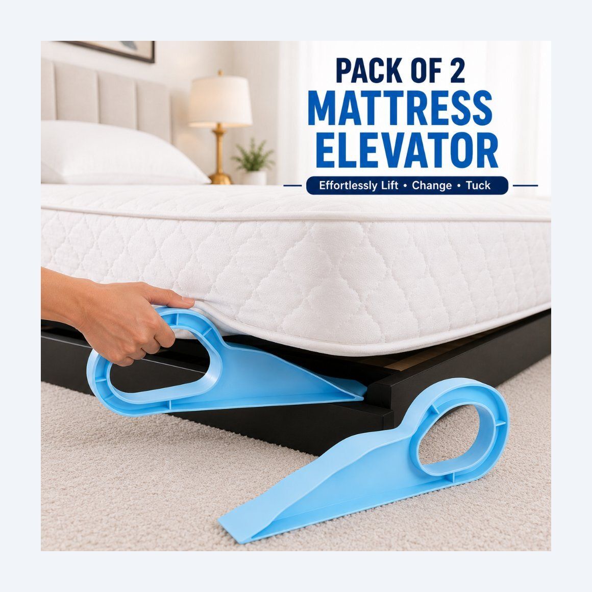 Pack of 2 Bed Making Tool Plastic Universal Utility Tool 150 Pack of 2 Mattress Lifter for Strong Handle Safe Grip Home Utility Tool Magnetic Line Level-image-34