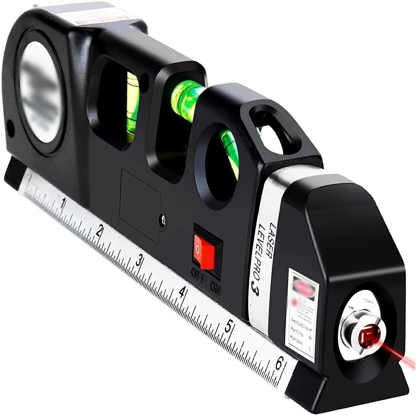 Laser Leveler Tool Multipurpose Level Laser Measuring Tape with Ruler, 3 Mode Laser with Bubbles Vertical Horizontal Multifunction Leveler Tool Non-magnetic Line Level