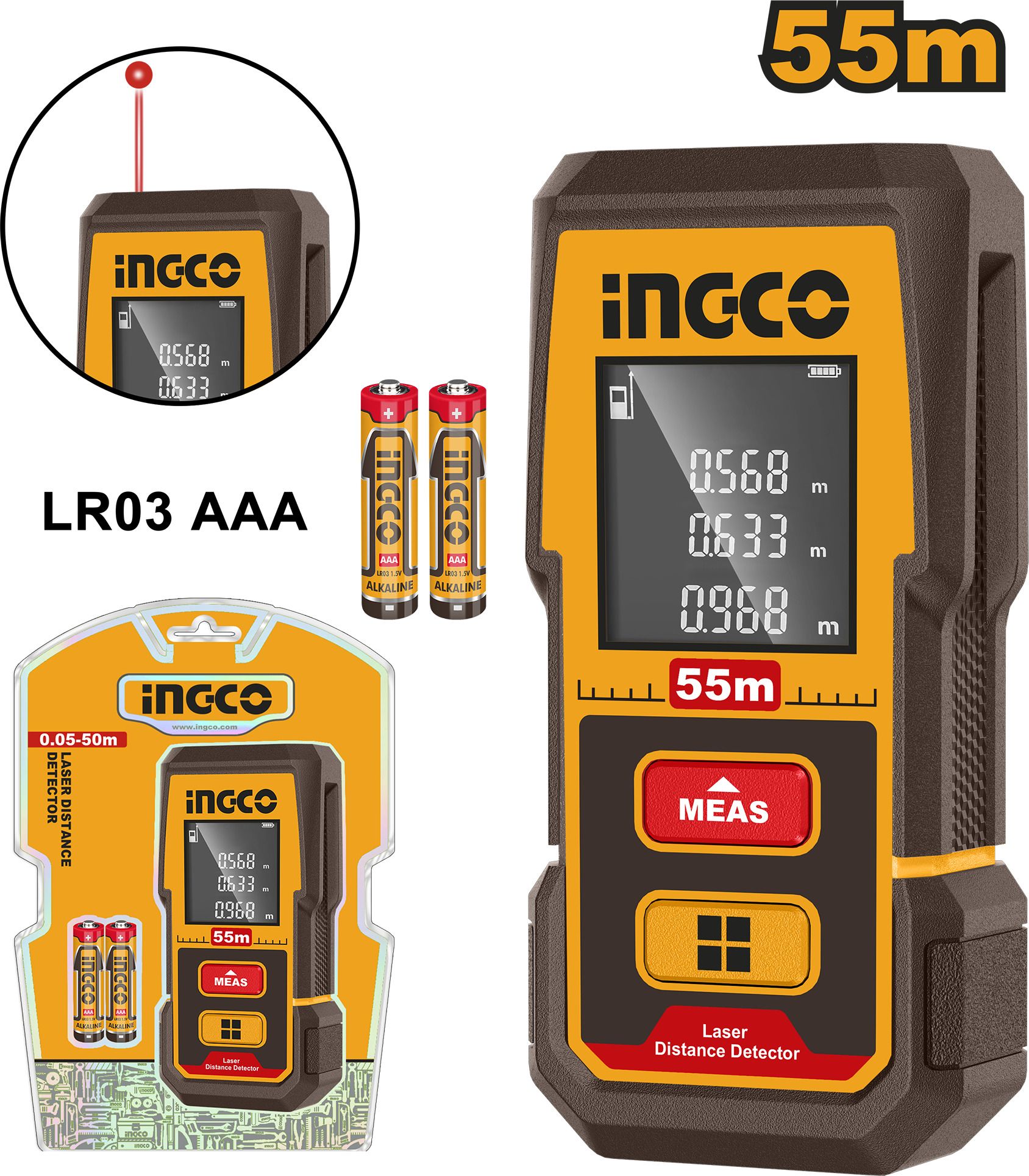 ingco HLDD05086 55m Laser distance detector Non-magnetic Line Level-picture-18