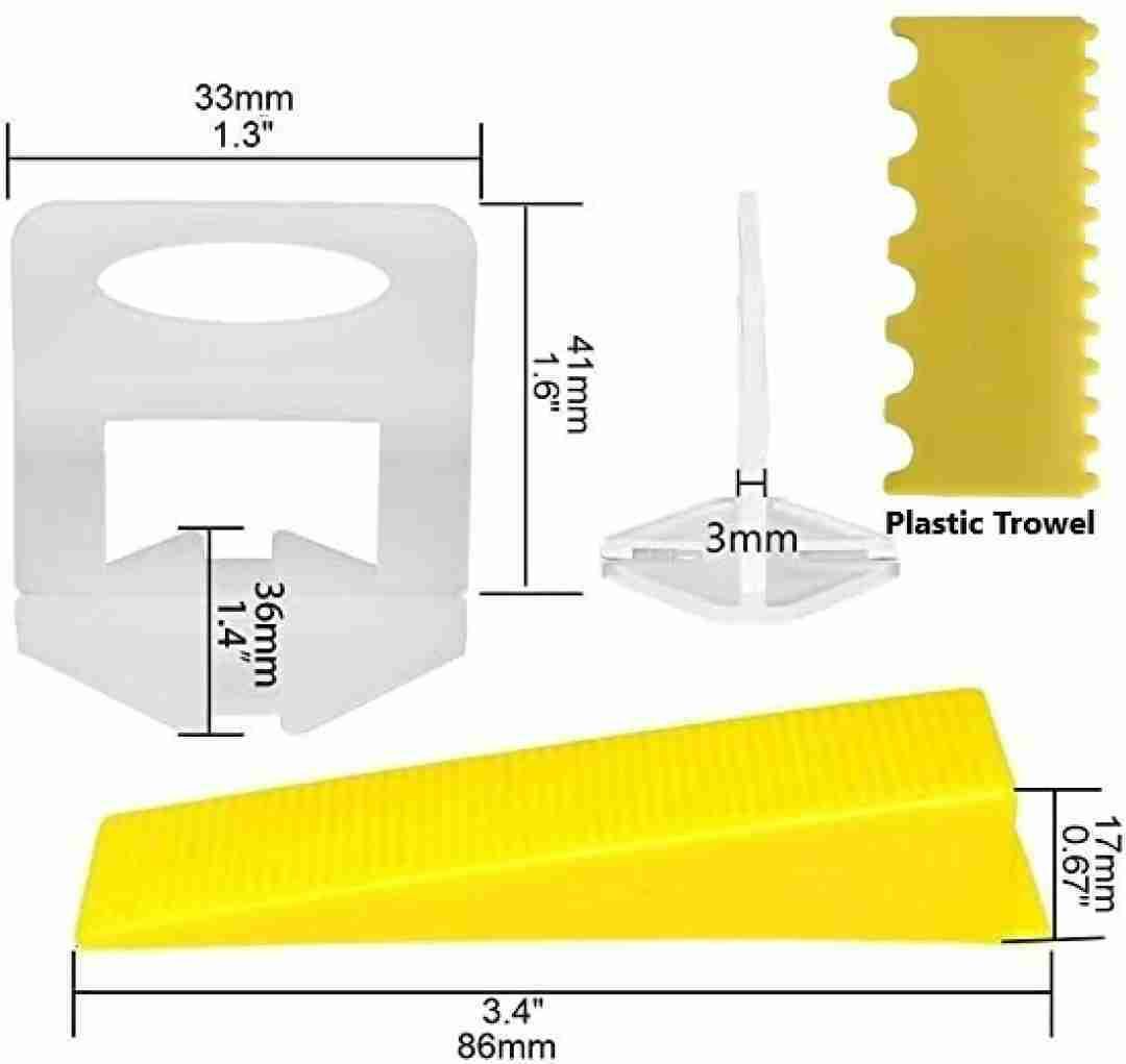 Tile Leveling System Wedges And Clip Set (100+100 Pcs) tile leveling system 100 wedge and 100 clips Non-magnetic Line Level-image-34