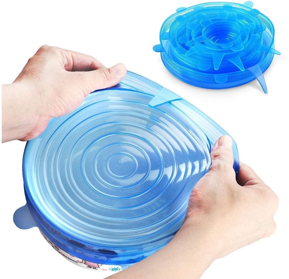Silicone Stretchable Reusable Universal Lids | 1 Pack Of 6 sizes (White/Blue) 7 inch Lid Set, Pack of 1-image-20