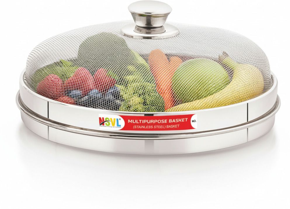 Stainless Steel Fruit/Vegetable Covering lid |Colander Basket|Multi Purpose 10 inch Lid, Pack of 1