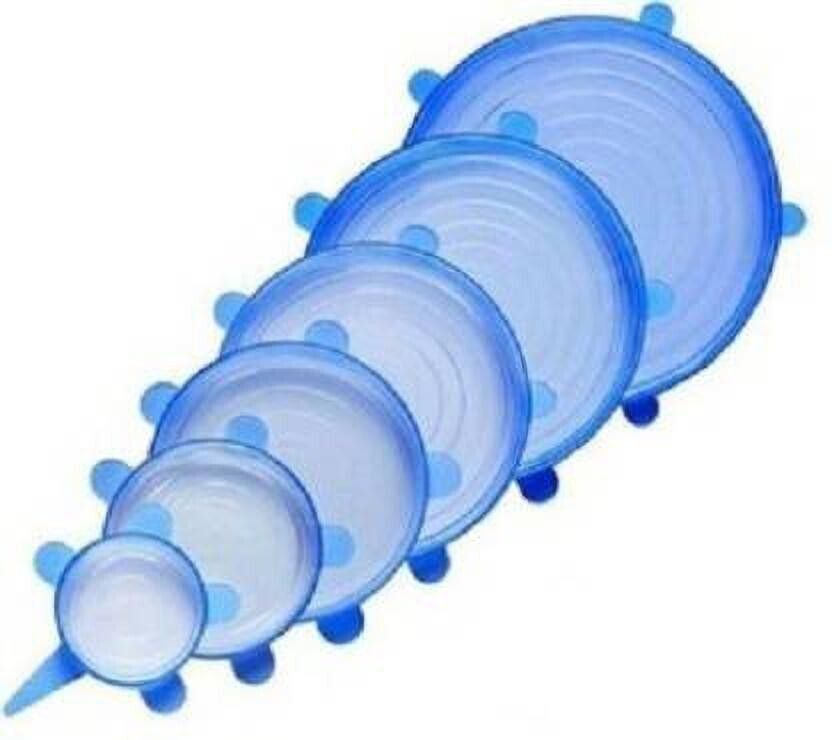Silicone Stretch Lids Flexible Covers for Rectangle Round LL77 8.3 inch, 6.5 inch, 5.7 inch, 4.5 inch, 3.8 inch, 2.6 inch Lid Set, Pack of 6