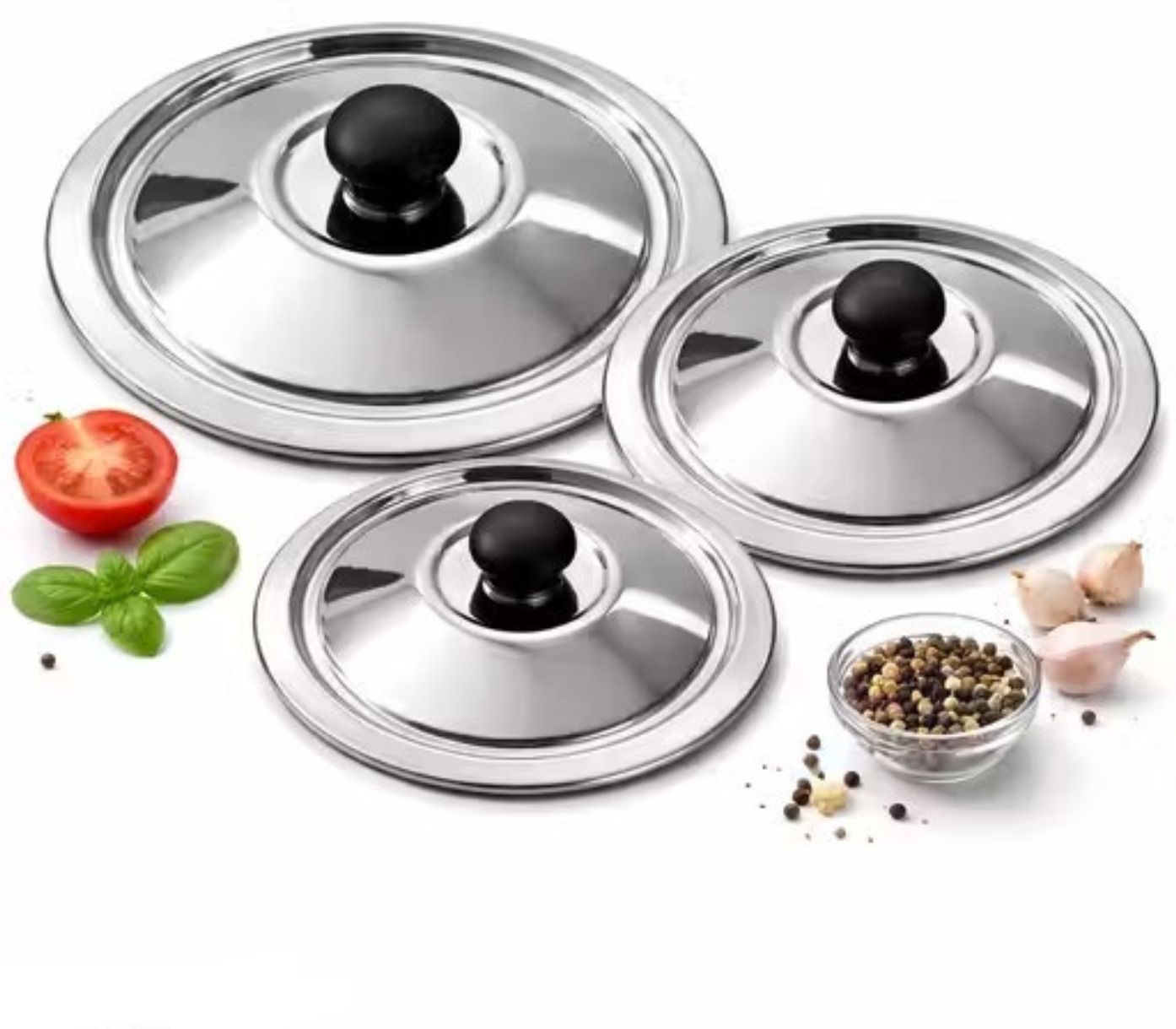 Stainless steel SS lid with knob Standrad quality. 11 inch Lid Set, Pack of 3