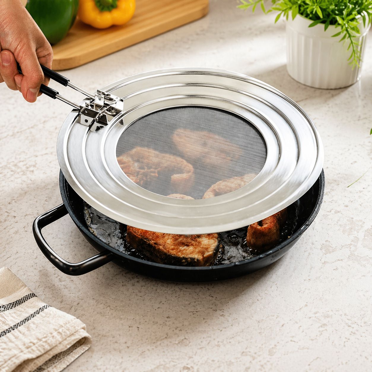 Oil Splatter Screen Cover for Frying Pan, Kitchen Splash Guard Lid 12.5 inch Lid, Pack of 1-image-12