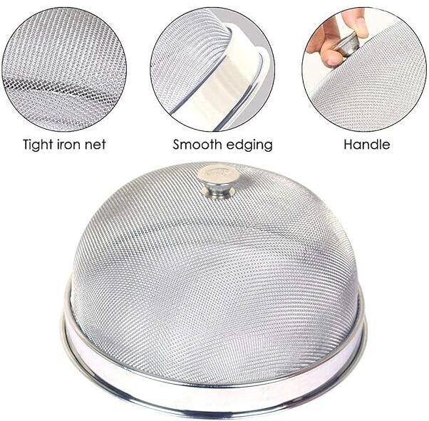 pnfusion Stainless Steel Food Cover Dome Fine Mesh Insect Protection Cover 8 inch Lid, Pack of 1-picture-14