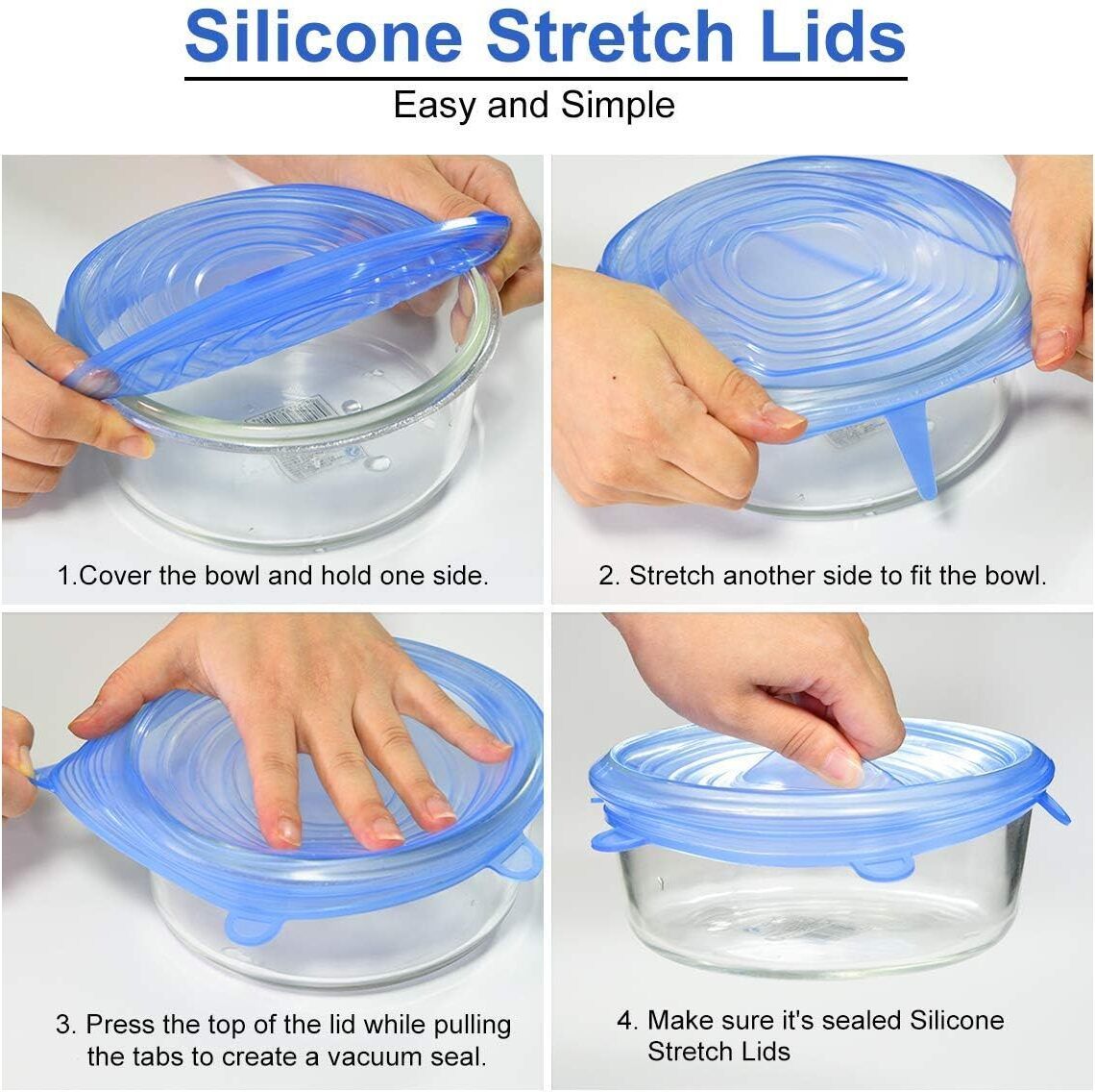 6 Different Sizes Silicone Lids For Food Container Storage, Freezer & Microwave 2.6 inch, 3.8 inch, 4.5 inch, 8.3 inch, 5.7 inch Lid Set-image-42