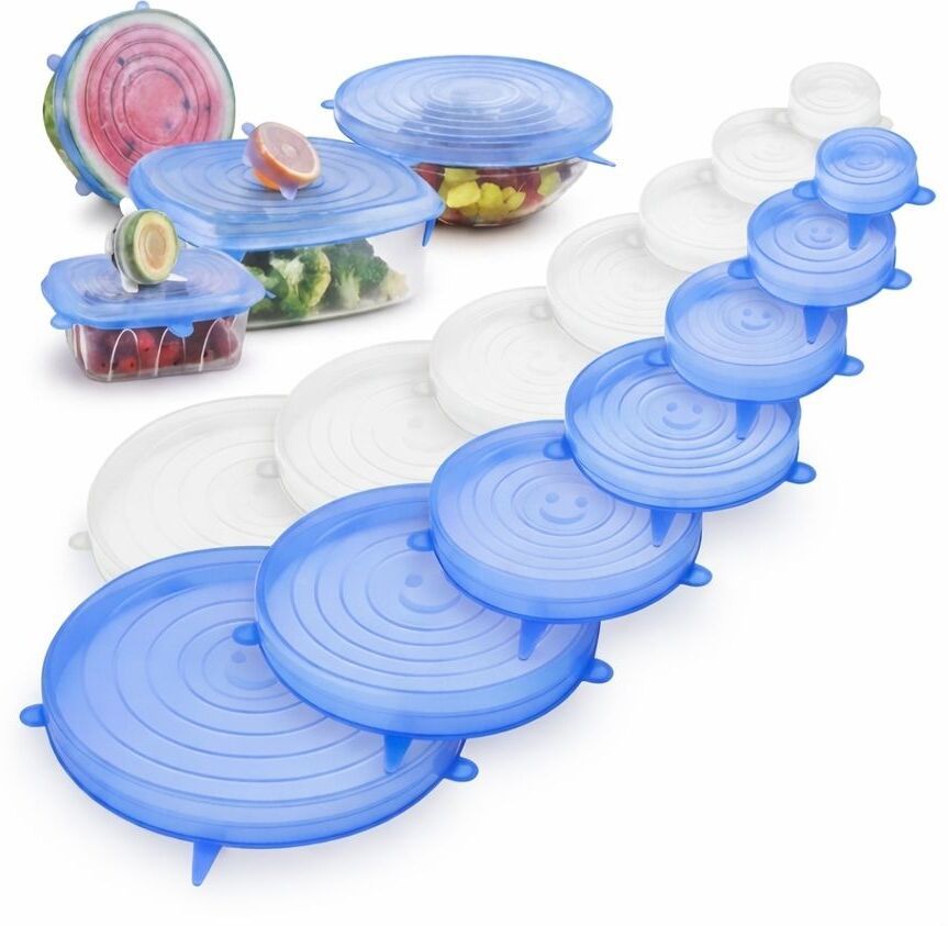 Stretchable silicon lids 2.6 inch, 3.8 inch, 4.5 inch, 5.7 inch, 6.5 inch, 8.3 inch Lid Set, Pack of 6
