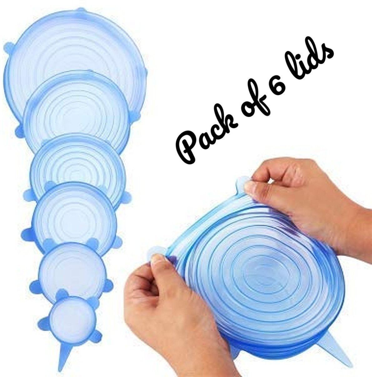 ablue clipper Blue Silicone Lid pack of 6 pieces 7.87 inch, 7.08 inch, 6.29 inch, 4.72 inch, 3.93 inch, 2.55 inch Lid Set, Pack of 6-picture-16