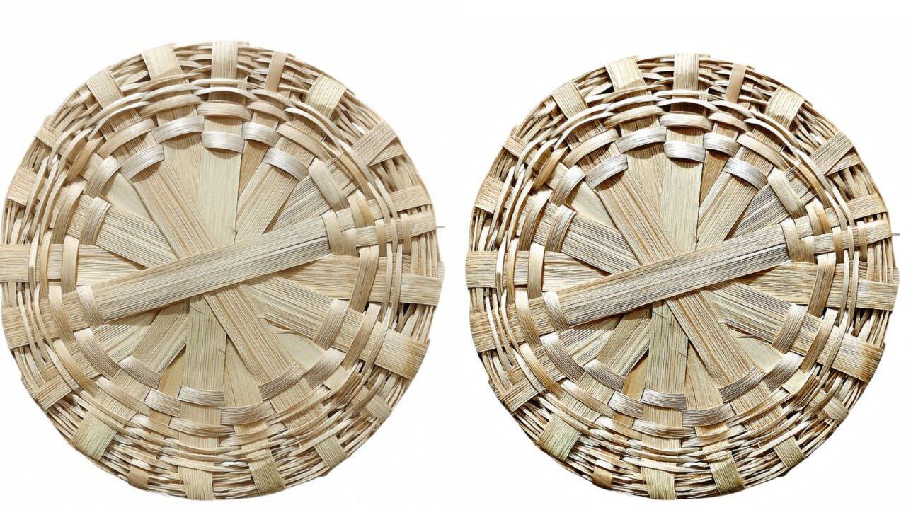 Bamboo Plate / Lid for Pots & Vessels | Multipurpose Straining & Décor Basket 5 inch Lid, Pack of 2