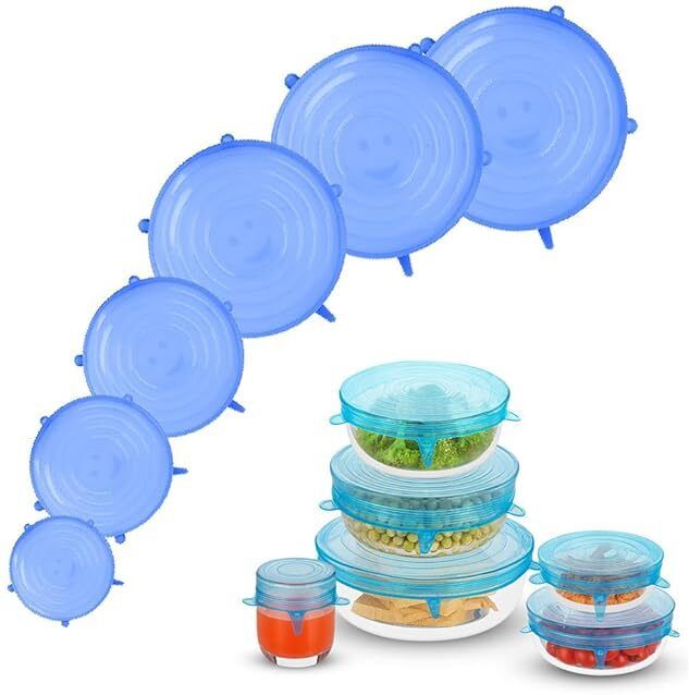 frp enterprises Silicone Stretchable Lids,Reusable Silicone Lids Food And Bowl Covers 10 inch Lid Set, Pack of 6-picture-10