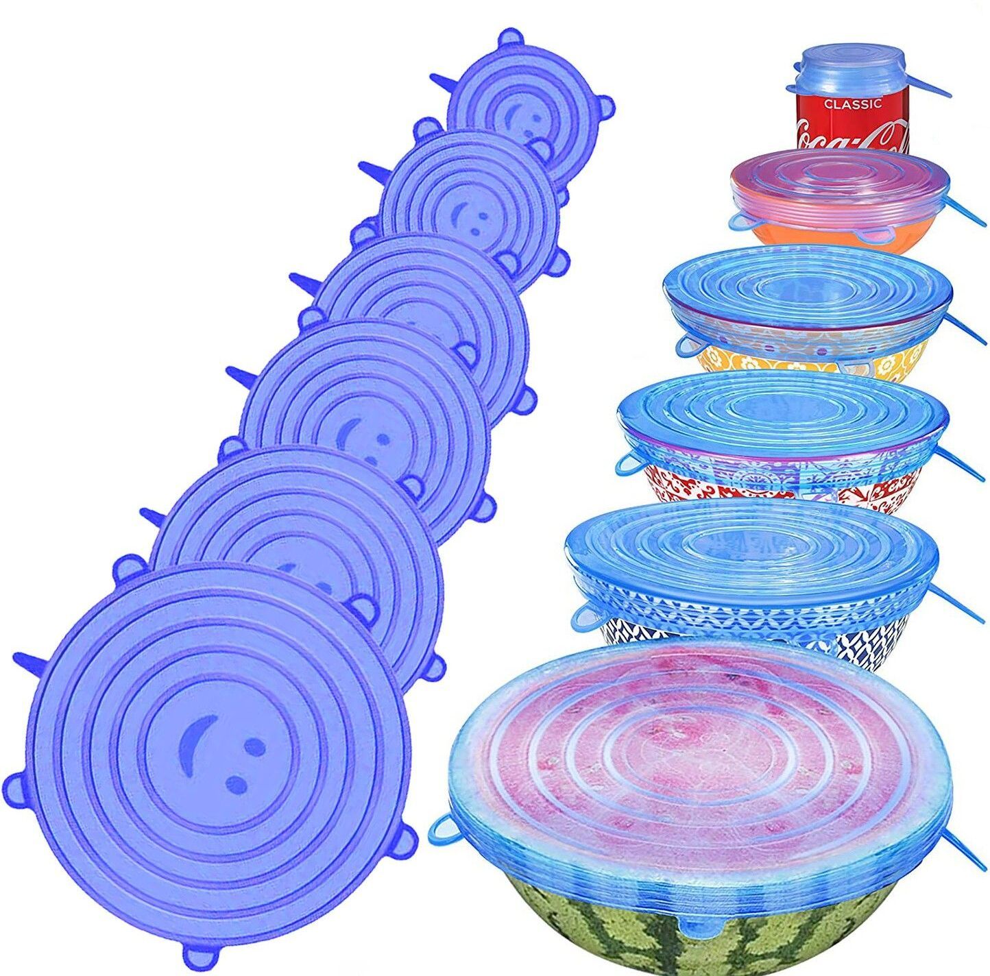 ablue clipper Silicon ReusablE Lids Seal for Bowls Dishes Utensils Glass 8.1 inch, 6.5 inch, 5.7 inch, 4.5 inch, 3.7 inch, 2.5 inch Lid Set, Pack of 6-picture-23