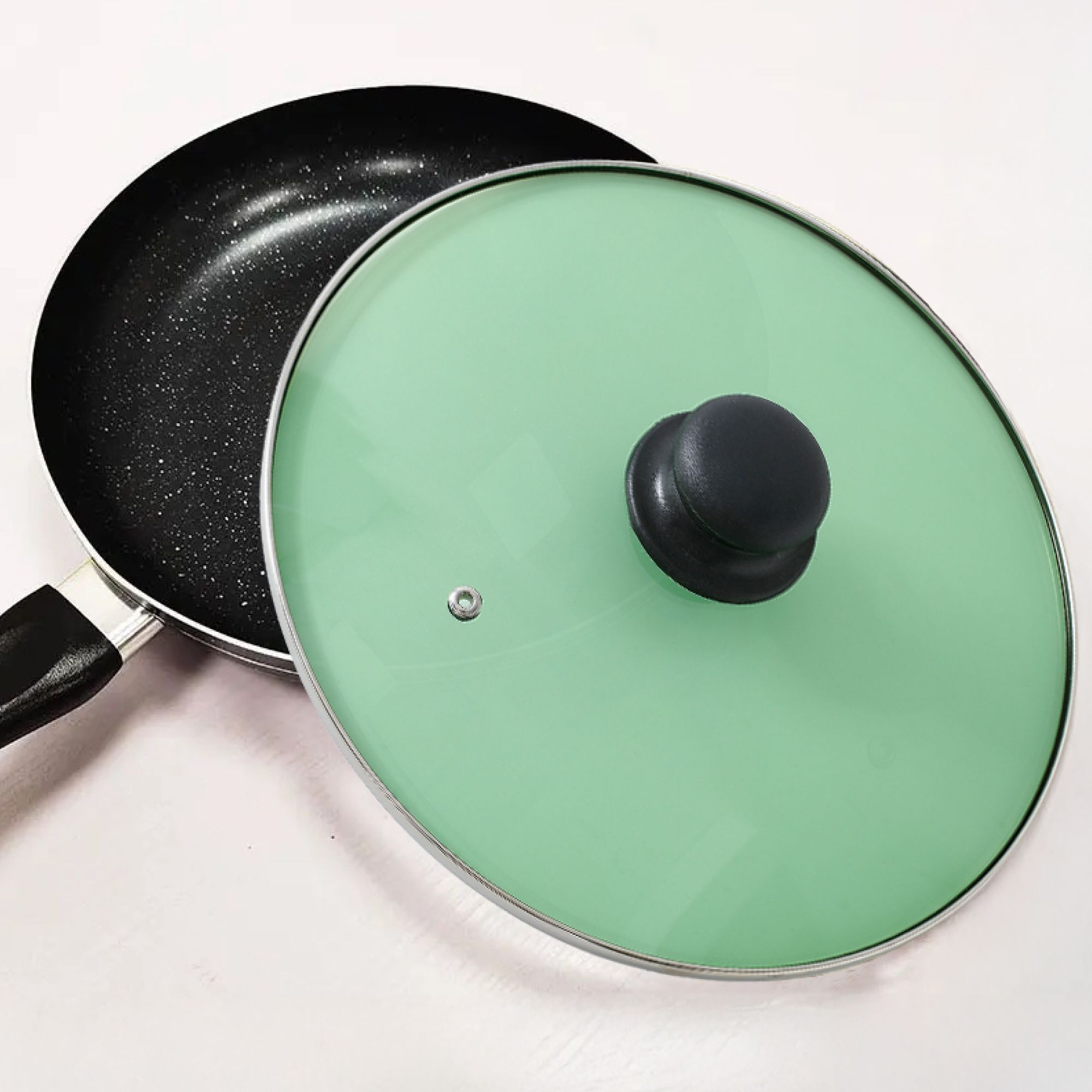 umai Pot Lid (1Pcs - 18cm) Glass Lid with Stainless Steel Rim & Knob (Green) 18 inch Lid-picture-34