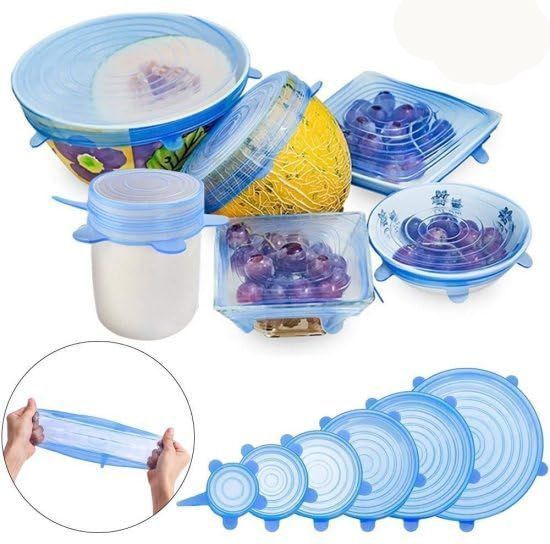 ablue clipper Silicone Stretch Lids Set Suction Lid Multi Size Food Storage Covers For Bowls 8 inch Lid Set, Pack of 6-picture-22