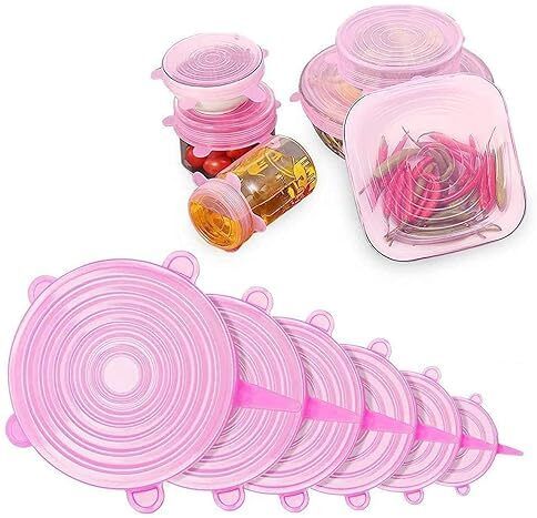 boldnyoung Stretch Lids, Multi Size Reusable Silicone Lids Food And Bowl Covers 17 inch, 14 inch, 12 inch, 10 inch, 8 inch, 6 inch Lid Set, Pack of 6-picture-4