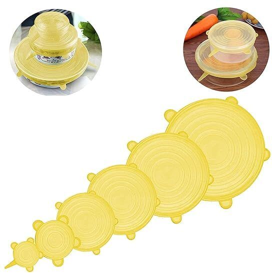 boldnyoung Microwave Safe Silicone Stretch Lids Reusable Flexible Covers for Round, Square 17 inch, 14 inch, 12 inch, 10 inch, 8 inch, 6 inch Lid Set, Pack of 6-picture-9