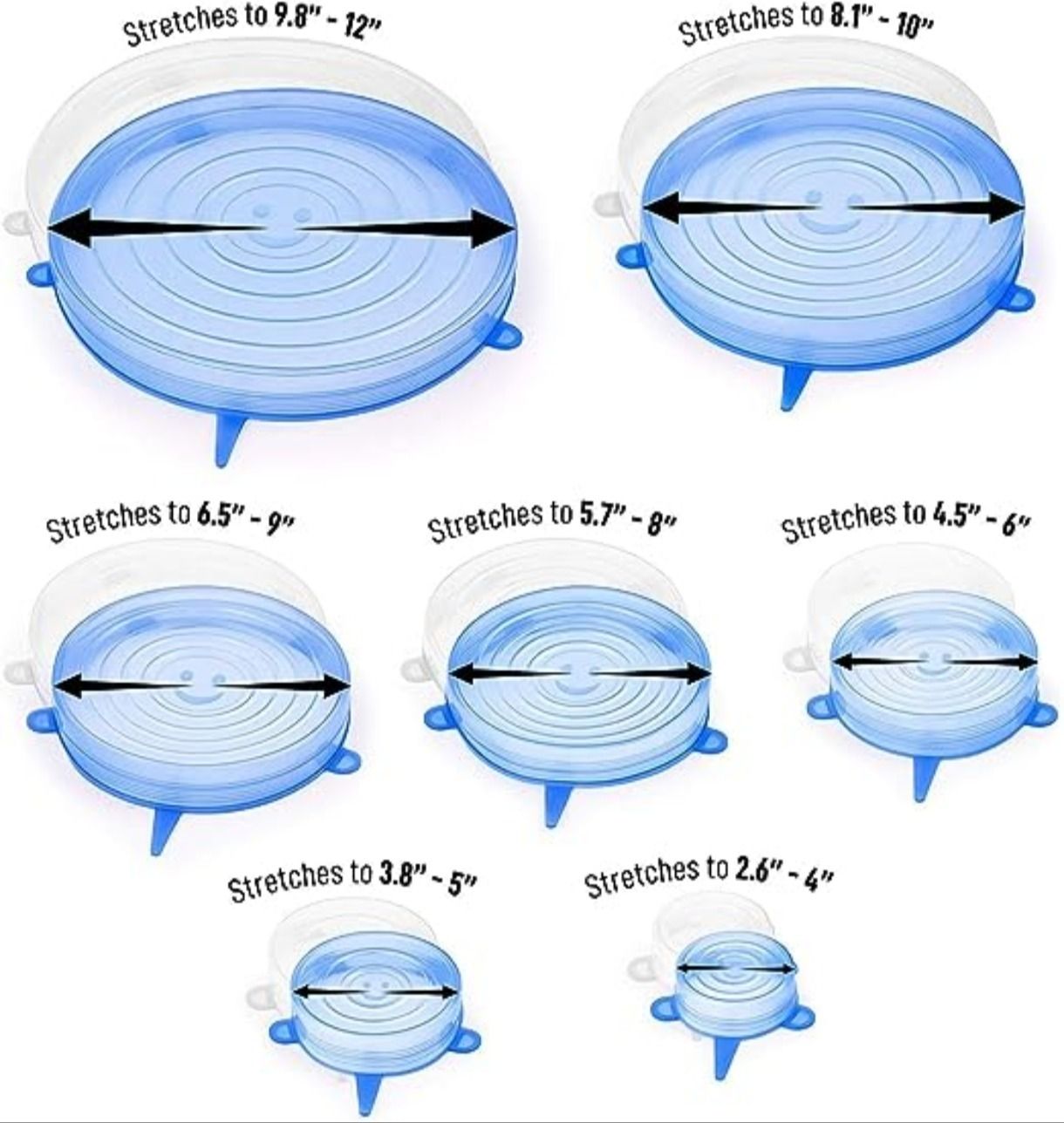 23mart Silicone Stretch Lids Set of 7 Reusable Food Storage Covers Blue 7 inch Lid Set, Pack of 7-picture-14