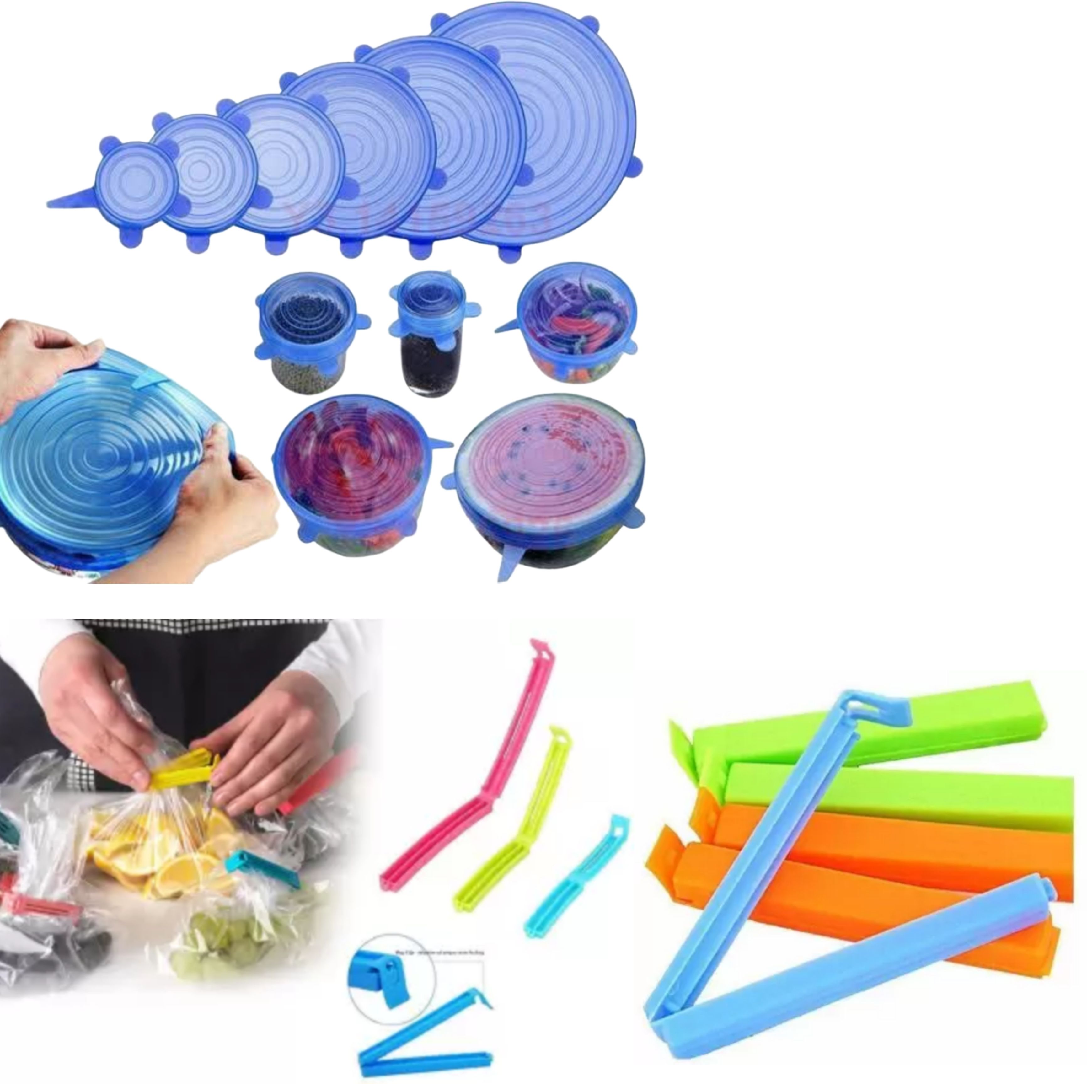 Suction Cover Cooking Pot Silicone Lids + Snack Plastic Bag Clip Sealer 7 inch Lid-image-46
