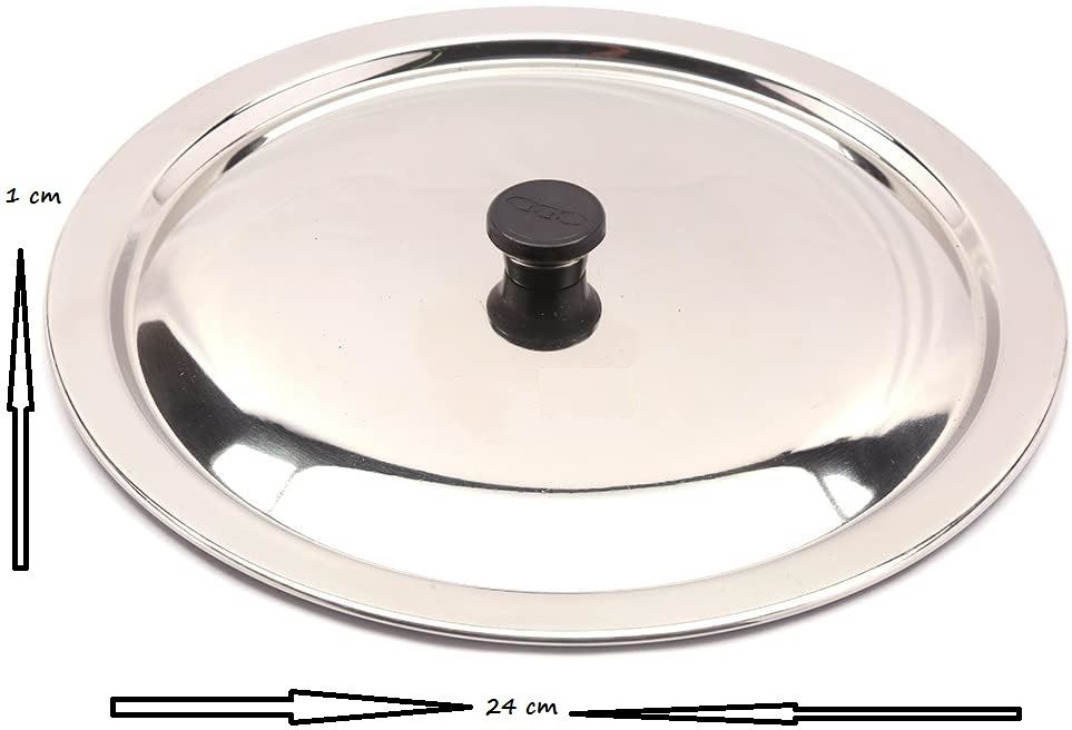 prv Tope Lids/Tope Cover/Handi Cover/Kadai Cover/ with Nob-Diameter - 24cm 9.5 inch Lid, Pack of 1-picture-0