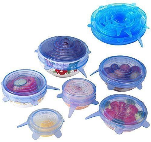 ablue clipper Flexible Silicone Covers for Fresh Food Storage 5 inch Lid Set, Pack of 6-picture-3