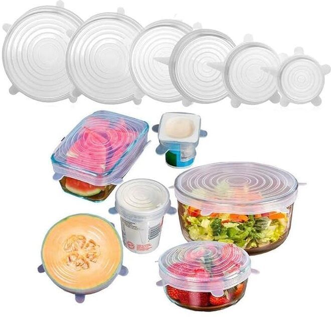 6 Pc Microwave Safe Silicone Stretch Lids 5 inch Lid Set, Pack of 1-image-44
