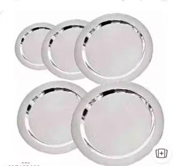 Premium Stainless Steel Glossy Finish Dinner and Serving Plates Set 12 inch Lid Set, Pack of 5-image-25