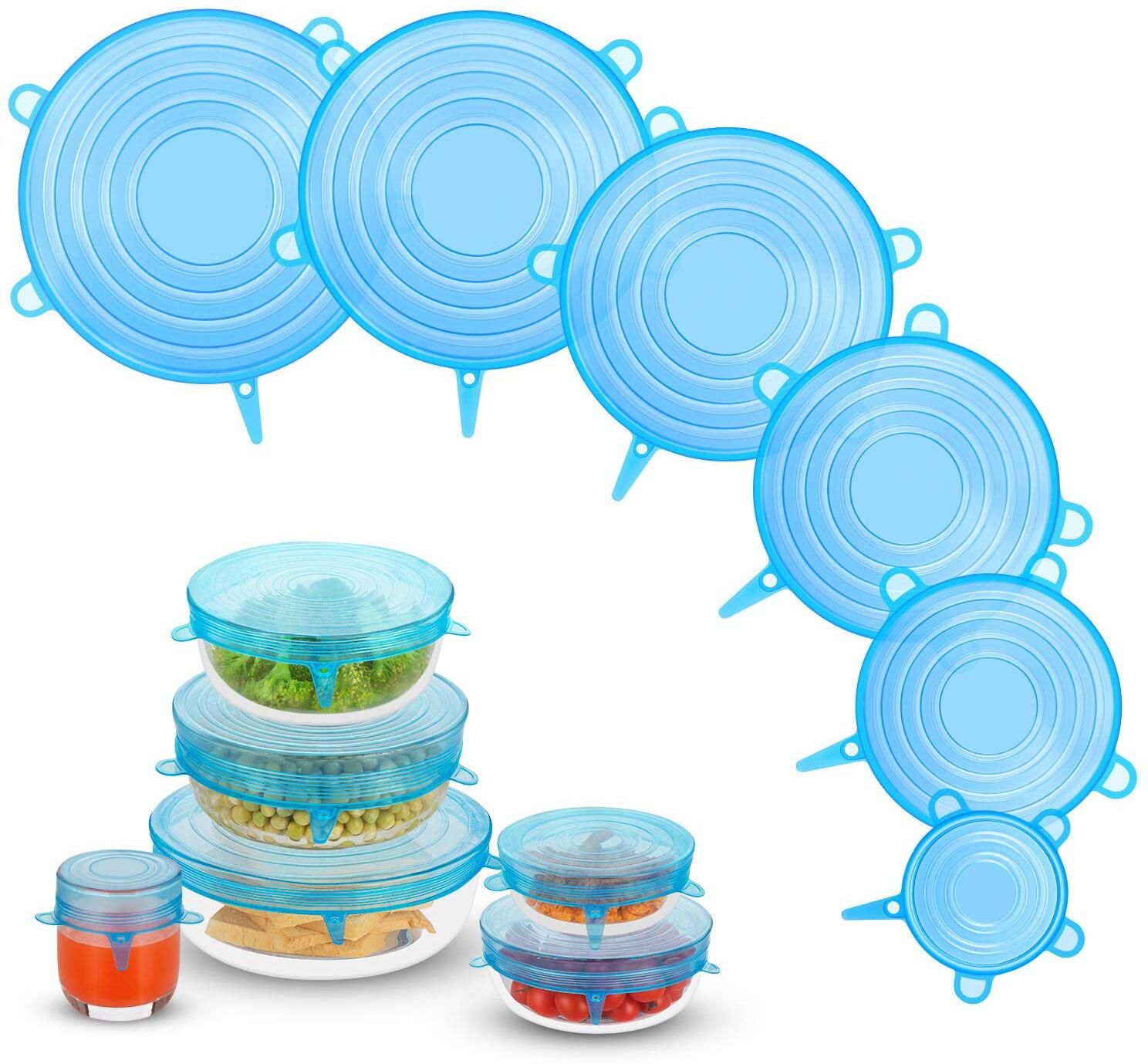 Multi Size Silicone Stretch Lids Reusable Flexible Cover for Bowls, Glassware 8.07 inch, 6.5 inch, 5.71 inch, 4.53 inch, 3.74 inch, 2.56 inch Lid Set-image-45