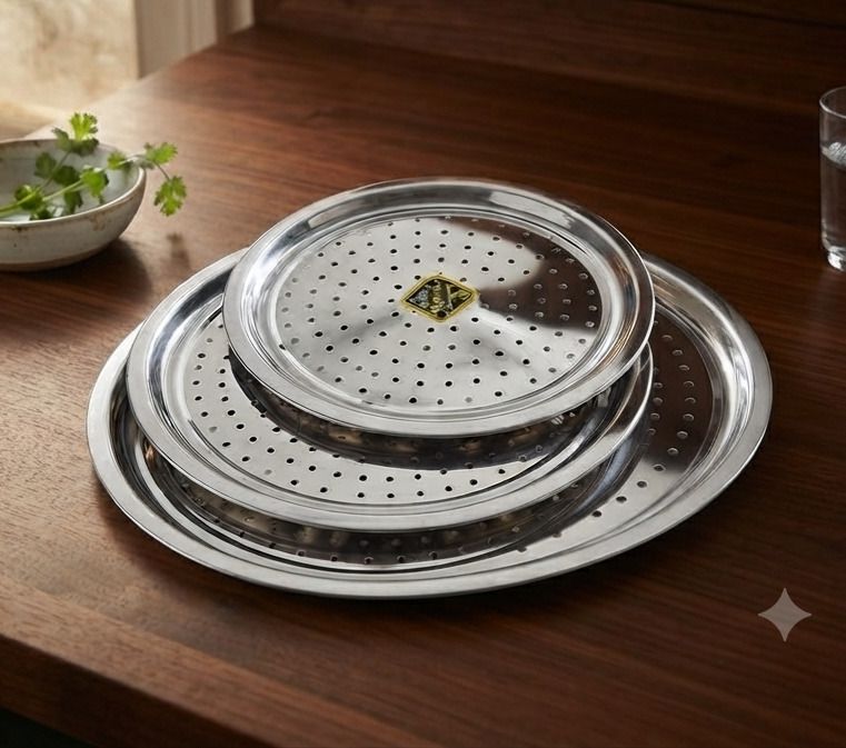 the rk group Stainless Steel Vessel Net Hole Cover Mesh Lid Set | 12 inch Lid Set, Pack of 3-picture-13