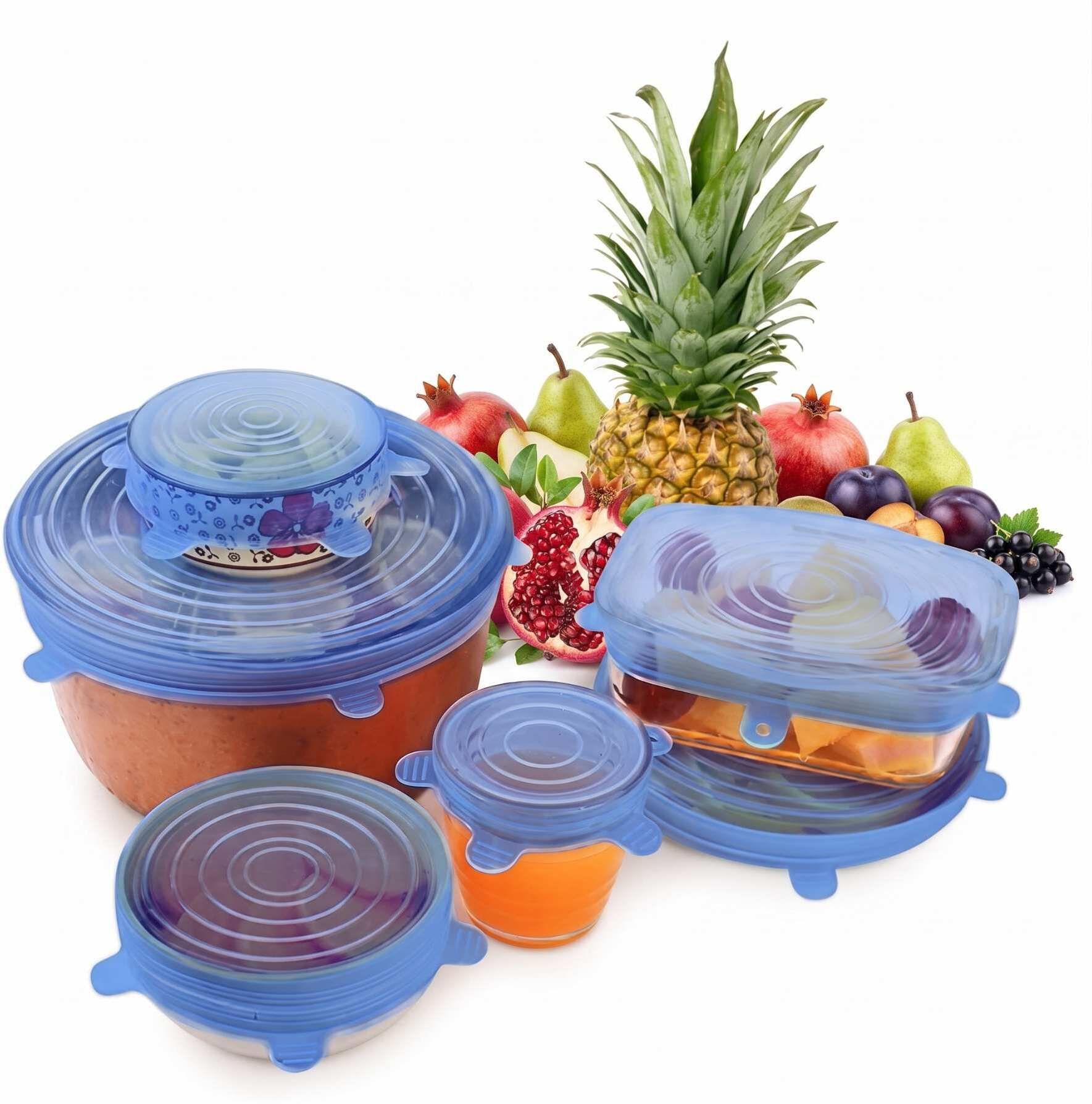 Set of 6 Food-Grade Silicone 2.6 inch, 3.8 inch, 4.5 inch, 5.7 inch, 6.583 inch, 8.3 inch Lid Set, Pack of 6-image-40