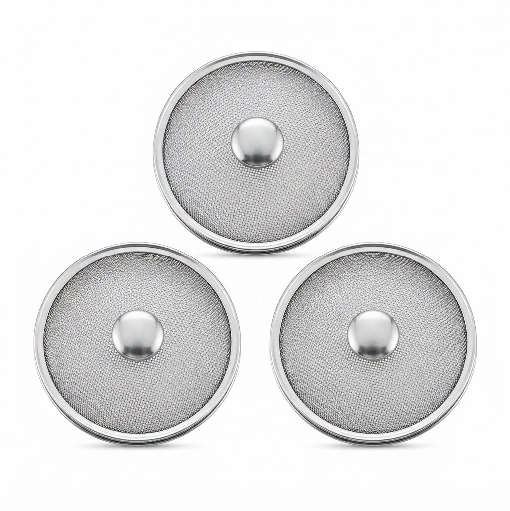 Stainless Steel Small Net Lid Cover for Cup & Glass 3.5 Inch Pack of 3 3.5 inch Lid Set, Pack of 3-image-26