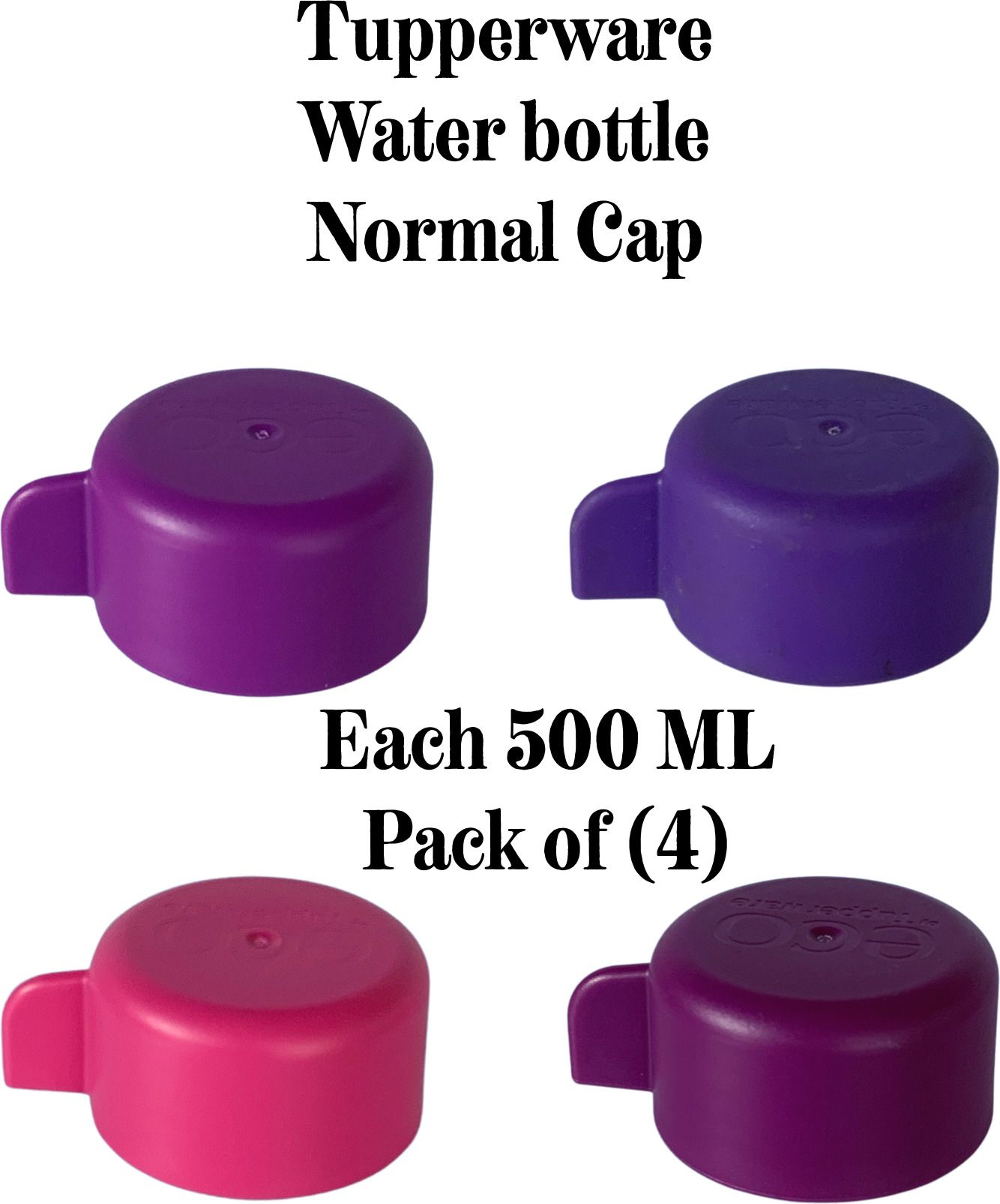 Tupperware water bottle lid & cap (500 ml bottle normal cap ) pack of 4 2 inch Lid Set, Pack of 4-image-21