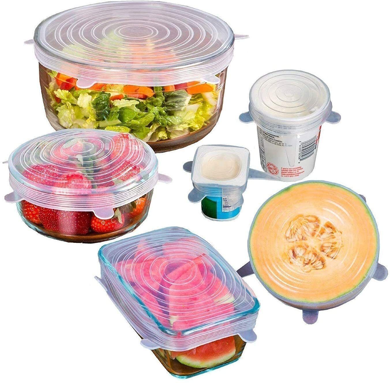 ablue clipper Silicone Stretch Lids Microwave Safe Flexible and Reusable Air-Tight Vacuum 12 inch Lid Set, Pack of 6-picture-25